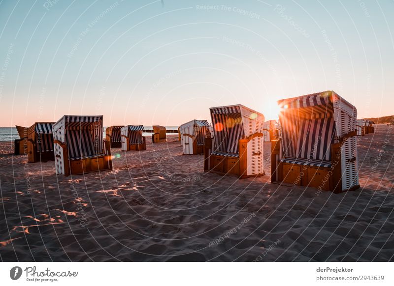 Beach chairs on the beach of Kolberg I Blue Baltic Sea Destination Trip Hiking Discover chill relax Architecture destination Travel photography Tourism