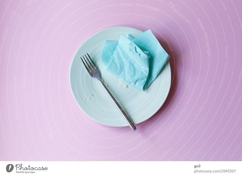 Empty plate Nutrition Breakfast Lunch Dinner Crockery Plate Cutlery Fork Living or residing Napkin Eating Delicious Appetite End To enjoy