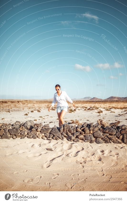 #A# Northern Walk Art Work of art Esthetic Wall (barrier) To go for a walk Fuerteventura Woman Walking Running sports Vacation & Travel Vacation photo
