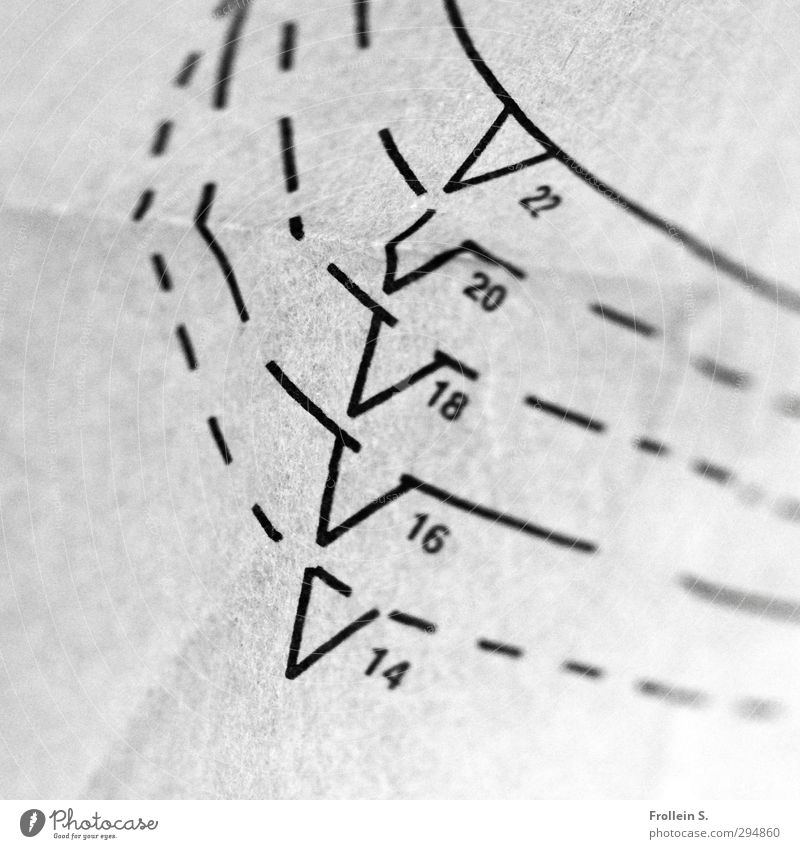 altitude difference Paper cut pattern Digits and numbers Gray Black Accuracy Sewing cut to size Arrow Line Arch Triangle Wrinkles Orientation