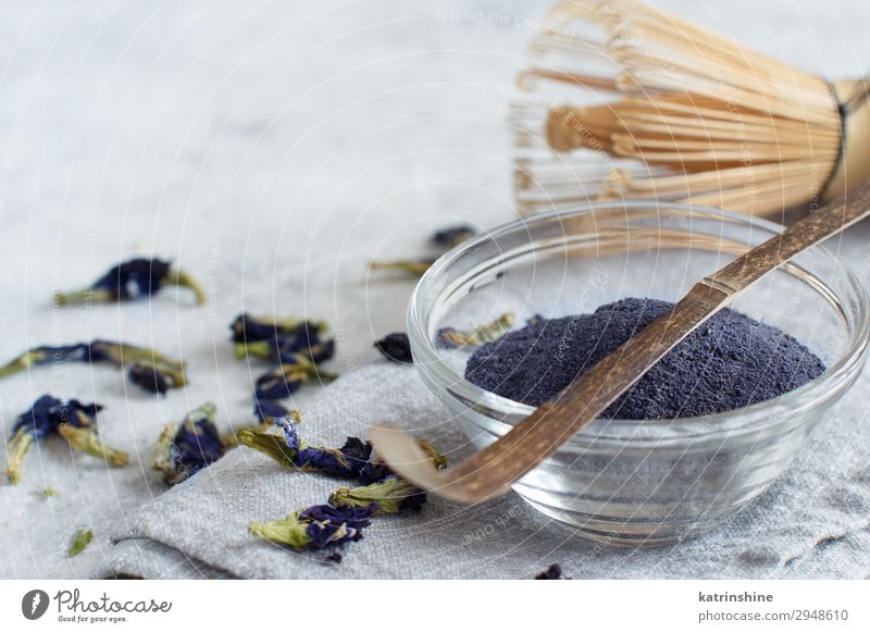Blue matcha powder Vegetarian diet Tea Spoon Flower Natural White Energy blue matcha Beater Word butterfly pea dried flowers Powder antioxidant Copy Space Dried