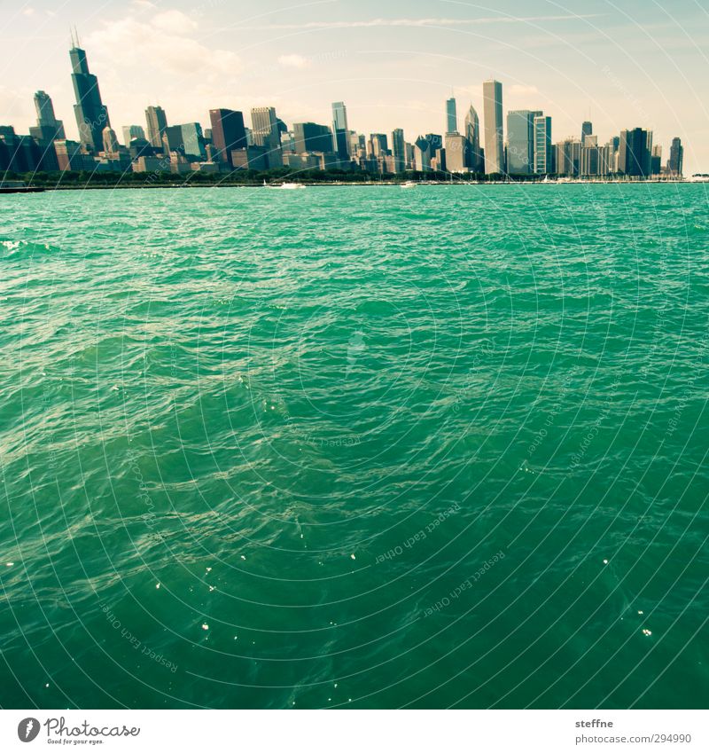 riverside Water Beautiful weather Lakeside Michigan Lake Chicago USA Town Skyline High-rise Wall (barrier) Wall (building) Exceptional Vacation & Travel