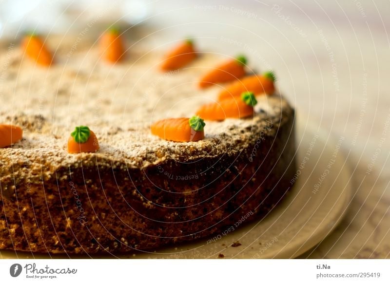 Rüblitorte to the celebration Cake Candy Gateau Carrot Confectioner`s sugar Marzipan To have a coffee Vegetarian diet Cake plate Feasts & Celebrations Birthday