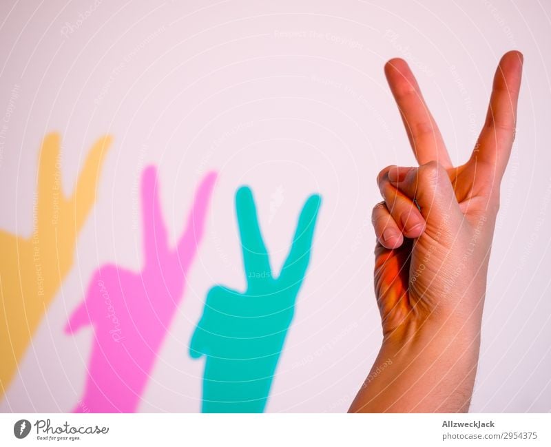 two finger gesture Peace Hand Gesture Fingers Multicoloured Yellow Magenta Cyan statement Answer LGBT Homosexual transsexual intersexual Christopher Street Day