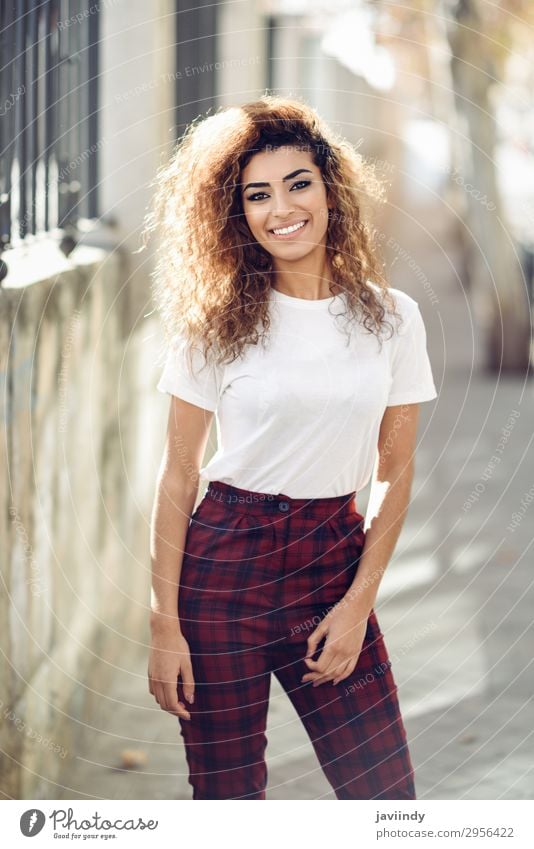 Arab girl in casual clothes in the street. Lifestyle Style Beautiful Hair and hairstyles Face Human being Feminine Young woman Youth (Young adults) Woman Adults