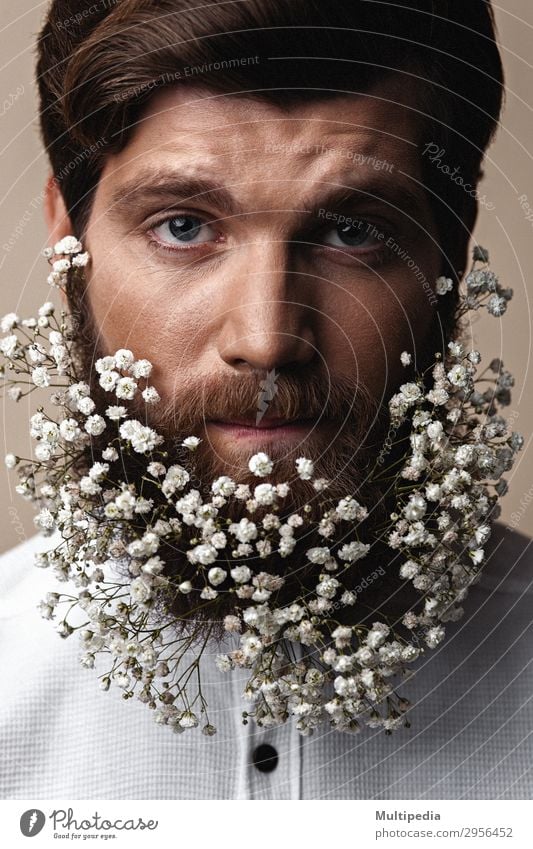 Men With Flowers In Their Beards Lifestyle Elegant Style Design Face Human being Man Adults Spring Fashion Growth Cool (slang) Eroticism Hip & trendy Funny Cute