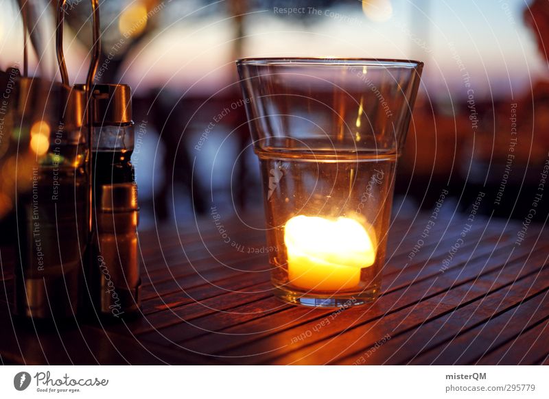 Summer night. Lifestyle Luxury Elegant Style Design Exotic Esthetic Contentment Dusk Dinner Evening sun Table Romance Candle Candlelight Candle flame