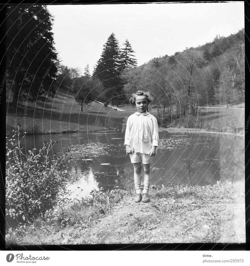 Youth photo | Interruption of the game 1 Human being Environment Landscape Summer Beautiful weather Tree Park Meadow Pond Hair and hairstyles Observe Looking