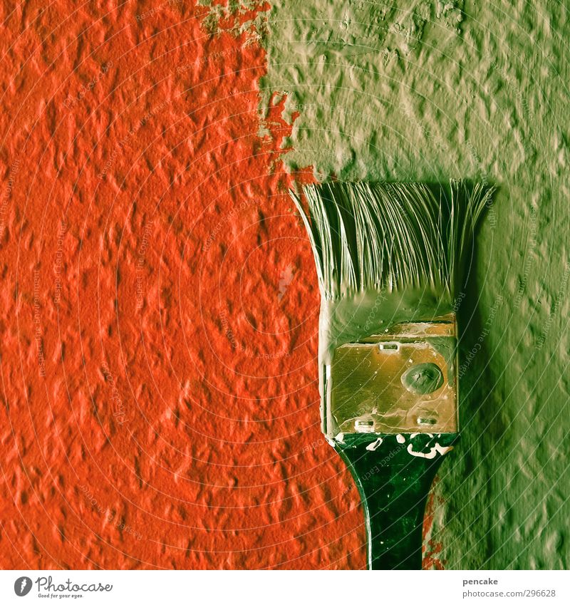 green week Painter Tool Wall (barrier) Wall (building) Utilize Movement Make Cleaning Living or residing Change of scene Wallpaper Ingrain wallpaper Red Green