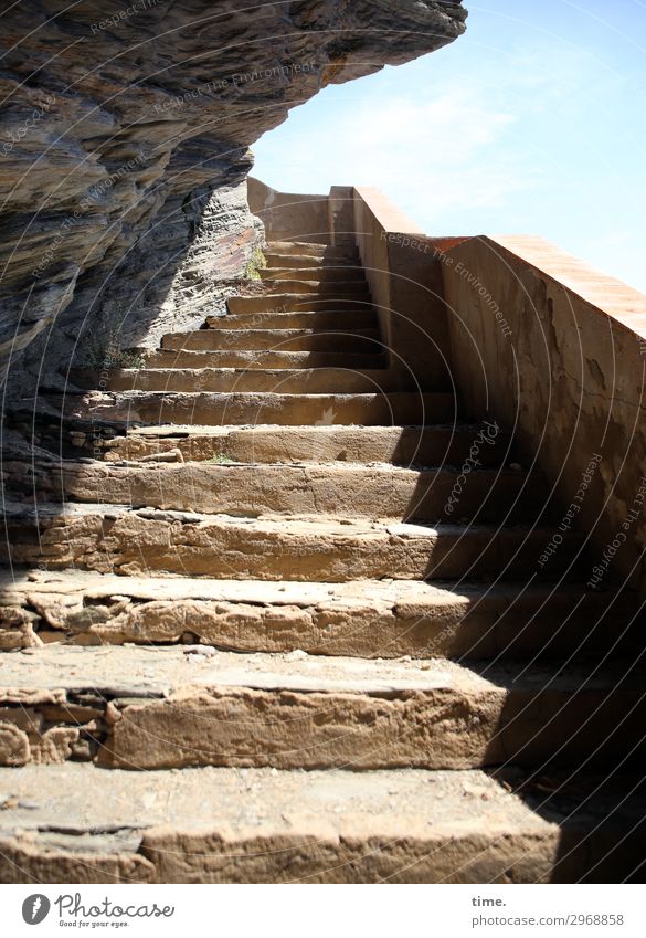 stairway to holiday Beautiful weather Rock coast Cadaques Spain Manmade structures Wall (barrier) Wall (building) Stairs Tourist Attraction Stone Natural stone