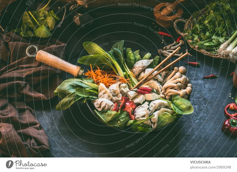 Asian cuisine. Korean stew Food Vegetable Soup Stew Herbs and spices Nutrition Lunch Organic produce Vegetarian diet Diet Slow food Asian Food Crockery Pot Pan