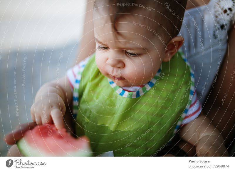 Baby eating watermellon watermelon Fruit Eating Summer Nutrition Delicious healthy Fresh Close-up Diet food summer Natural Healthy Eating Food Vitamin
