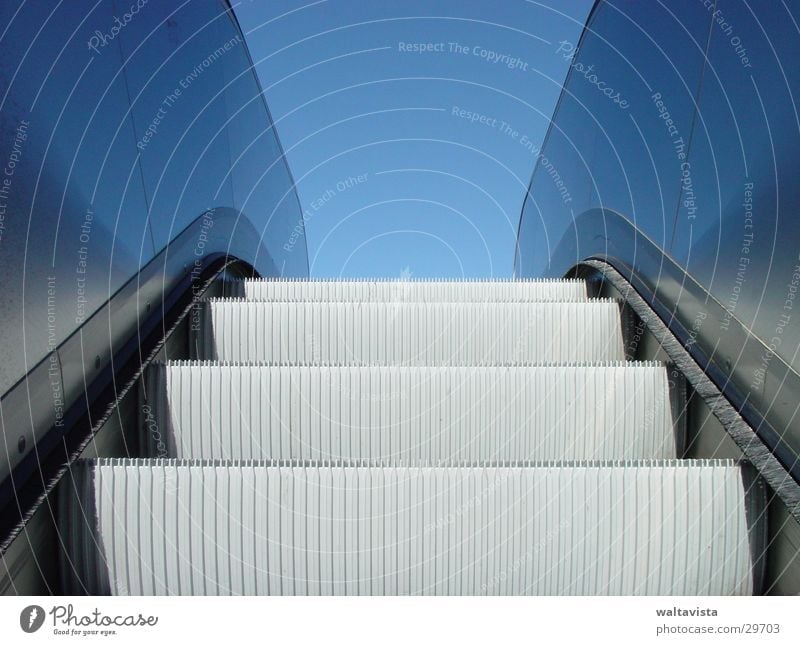 escalator Escalator Glittering Reflection Architecture Metal Blue Sky Underground