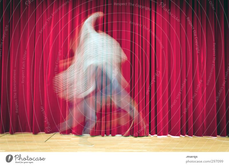 joyful leap Style Design Entertainment Human being Adults 1 Art Stage Actor Dance Dance event Dancer Culture Drape Jump Exceptional Red Joy Movement Whimsical