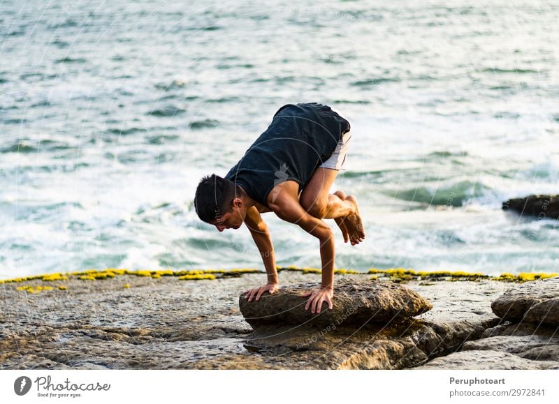 Summer yoga session on a beautiful golden beach of Lima in Peru Beautiful Body Harmonious Relaxation Calm Leisure and hobbies Vacation & Travel Beach Ocean