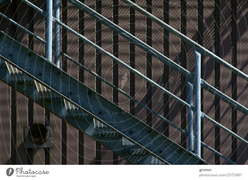 Outdoor staircase Industrial building Industrial plant Building Architecture Stairs Facade Dirty Dark Sharp-edged Simple Firm Gloomy External Staircase Banister