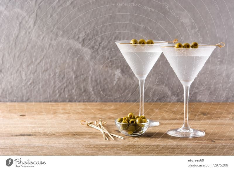 Classic Dry Martini with olives Beverage Alcoholic drinks Elegant Drop Fresh Cocktail dry glass liquid martini Olive sweet Transparent Vermouth Vodka