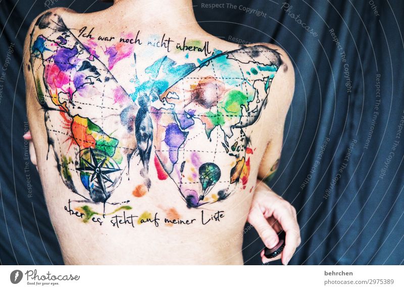 my world is colorful! Woman Adults Body Skin Back Hand Shoulder Neck 1 Human being 30 - 45 years Esthetic Exceptional Fantastic Beautiful Tattooed Art Butterfly