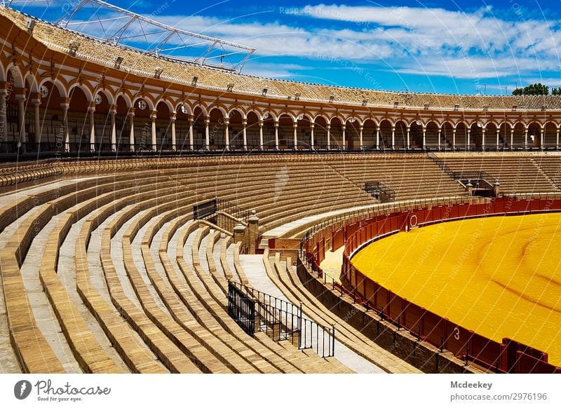 Bullfight Arena I Sky Clouds Beautiful weather Seville Andalucia Spain Europe Town Downtown Old town Populated Manmade structures Building Architecture Stands