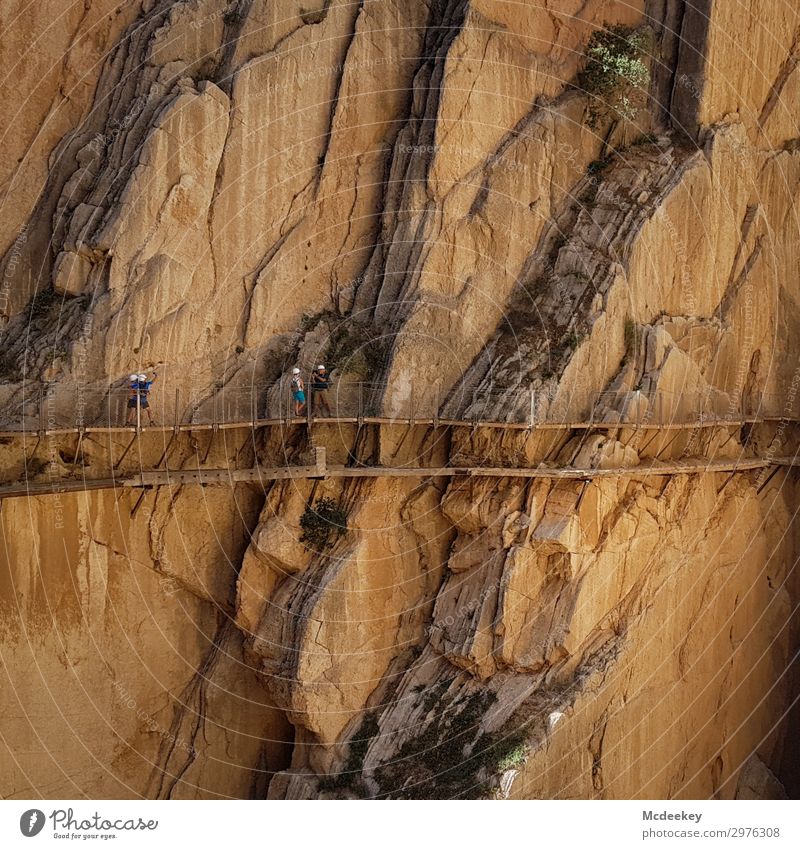Caminito del Rey Human being 4 Group Environment Nature Landscape Summer Beautiful weather Warmth Rock Andalucia Spain Europe Manmade structures Stairs
