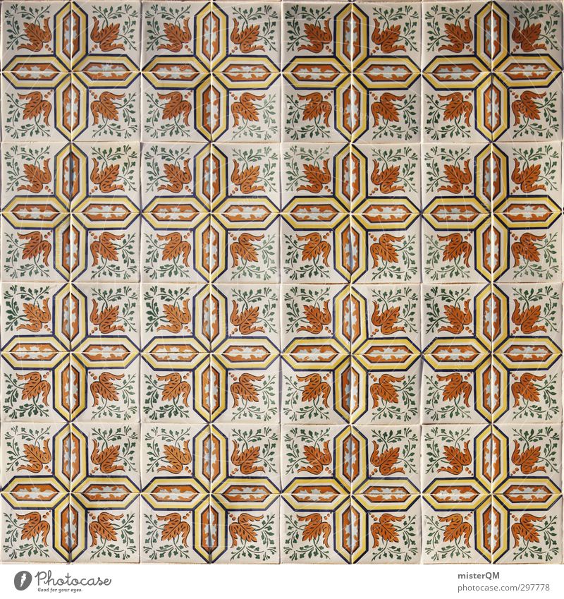 tiled. Art Esthetic Symmetry Tile Portugal Lisbon Square Facade Cladding Graphic Colour photo Multicoloured Exterior shot Detail Abstract Pattern Deserted