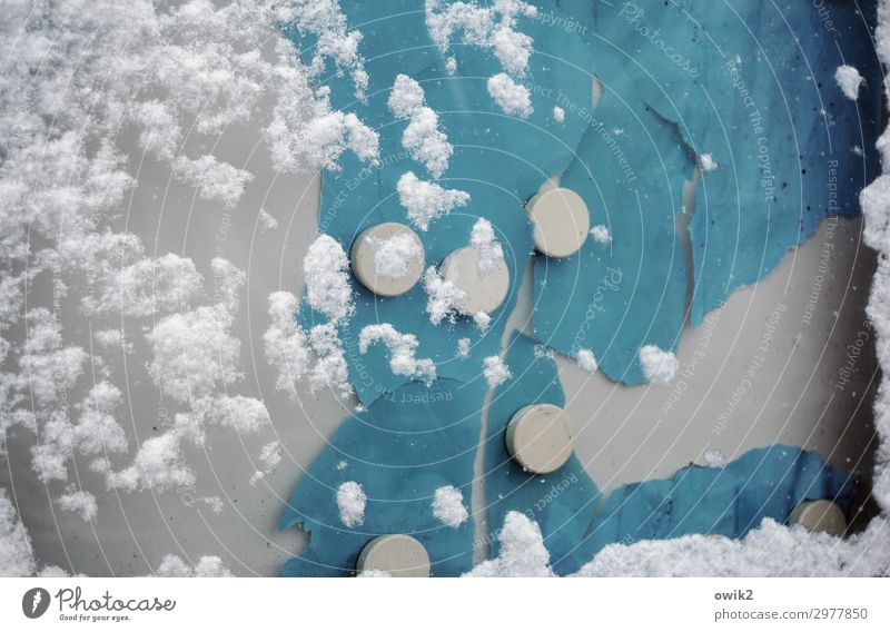 snowdrift Winter Snow Bulletin board Magnet Cardboard Paper Glass Metal Plastic Cold Gloomy Turquoise White Colour photo Subdued colour Exterior shot Detail