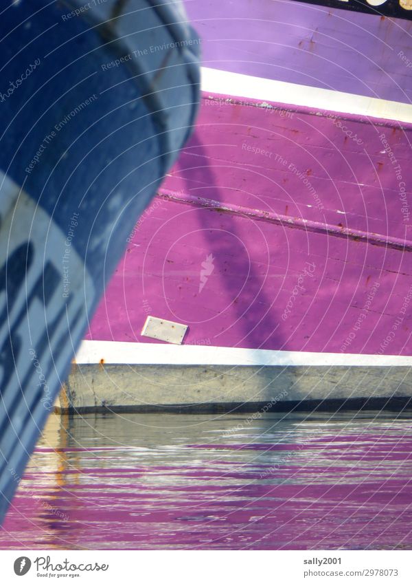port colours... Navigation Fishing boat Harbour Lie Swimming & Bathing Wait Exceptional Maritime Multicoloured Violet Pink Break Calm Colour Colour photo