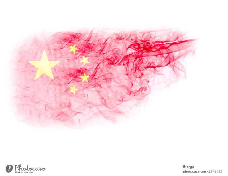 China flag with smoke texture on white background Design Decoration Art Culture Landmark Flag Red White Colour Banner Beijing Conceptual design Icon