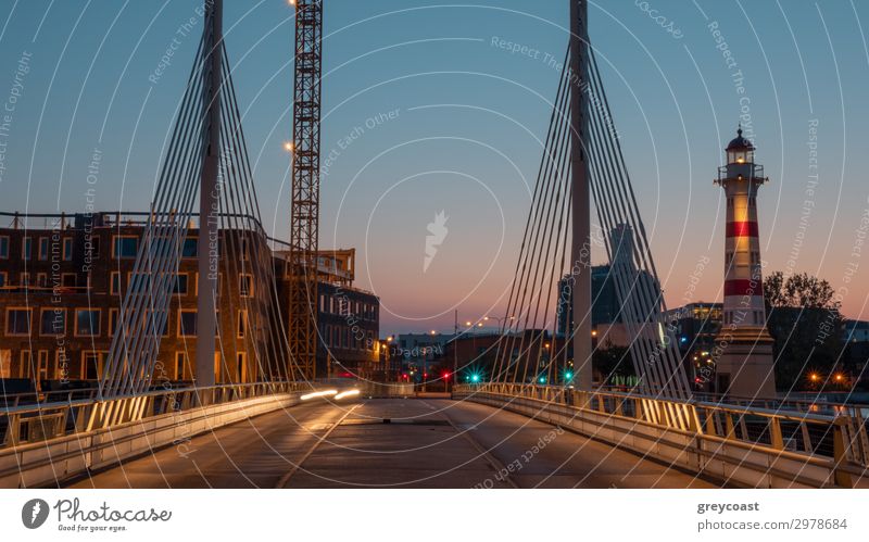An evening landscape of Malmo - with bridge constructions and a lighthouse Landscape Sunrise Sunset Town Bridge Lighthouse Architecture Looking Adventure Sweden