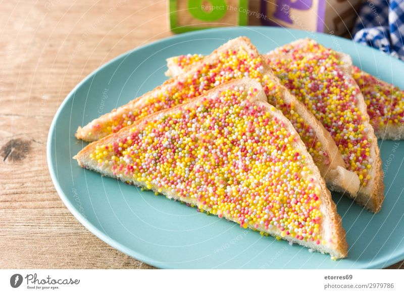 Traditional Australian fairy bread Bread Dessert Candy Jam Table Feasts & Celebrations Wood Delicious Pink anzac day australian culture Butter colorful Fairy