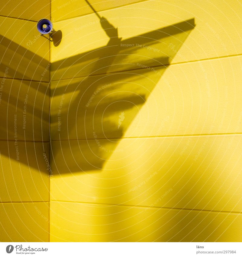 Announcement in yellow Yellow Loudspeaker Wall (building) Facade Building Shadow