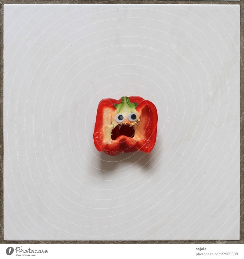 foodface - let go of the fright! Food Vegetable Pepper Androgynous Head Face 1 Human being Looking Scream Emotions Fear Horror Fear of death Dangerous