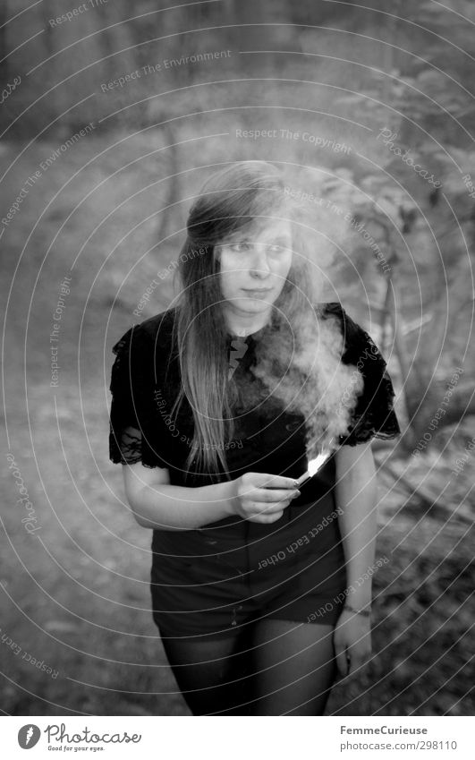 Enchanted. Feminine Girl Young woman Youth (Young adults) Woman Adults 1 Human being 13 - 18 years Child 18 - 30 years Nature Burn Smoke Torch Blaze Forest