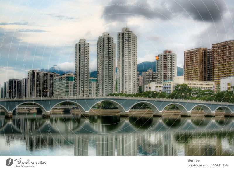 hong kong High-rise Bridge Water Vacation & Travel Town Asia reflection skyscrapers Set Exterior shot Deserted
