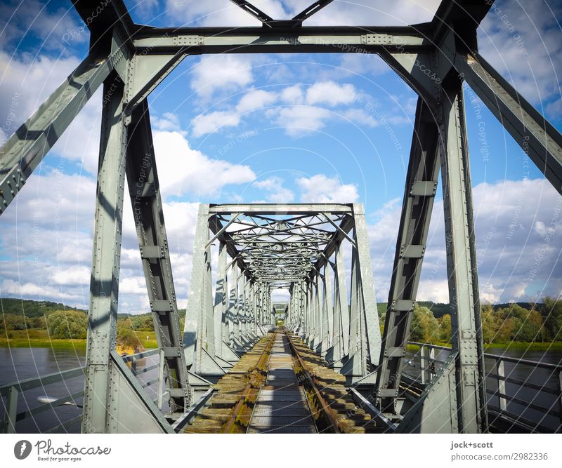 openly decommissioned, Or Architecture Clouds Summer Beautiful weather River Oder Manmade structures Railroad tracks Sharp-edged Historic Freedom Past