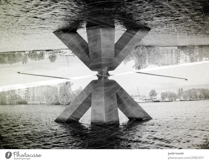 Pila River Havel spandau Bridge pier Concrete Exceptional Fantastic Large Under Design Complex Perspective Surrealism Symmetry Irritation Illusion