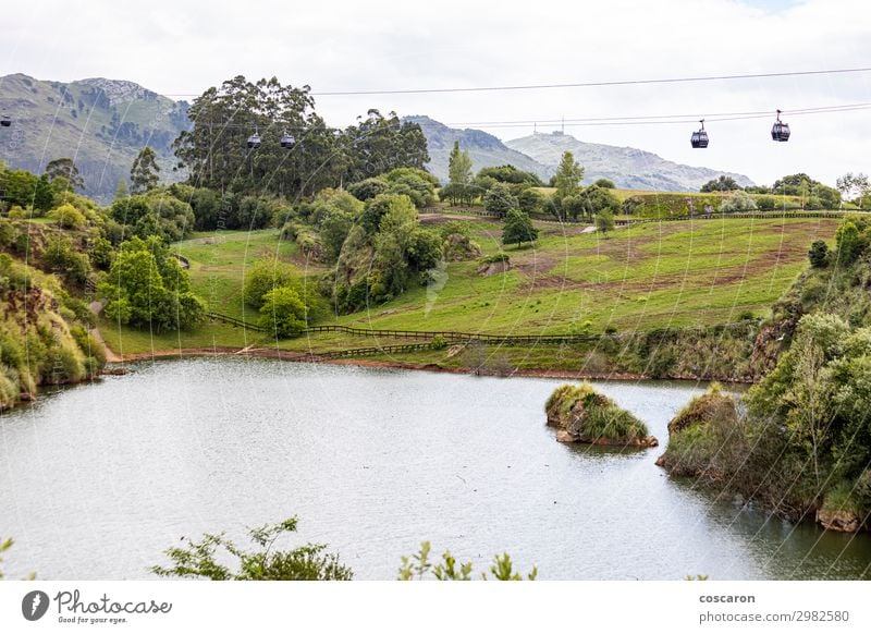 Natural park with cable cars in Cantabria, Spain Lifestyle Beautiful Vacation & Travel Tourism Summer Mountain Chair Environment Nature Landscape Sky Clouds