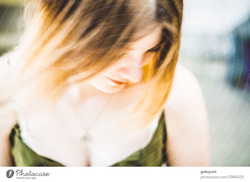 blurred Life Senses Human being Feminine Young woman Youth (Young adults) Hair and hairstyles Brunette Blonde pretty Happiness Joie de vivre (Vitality) Summer