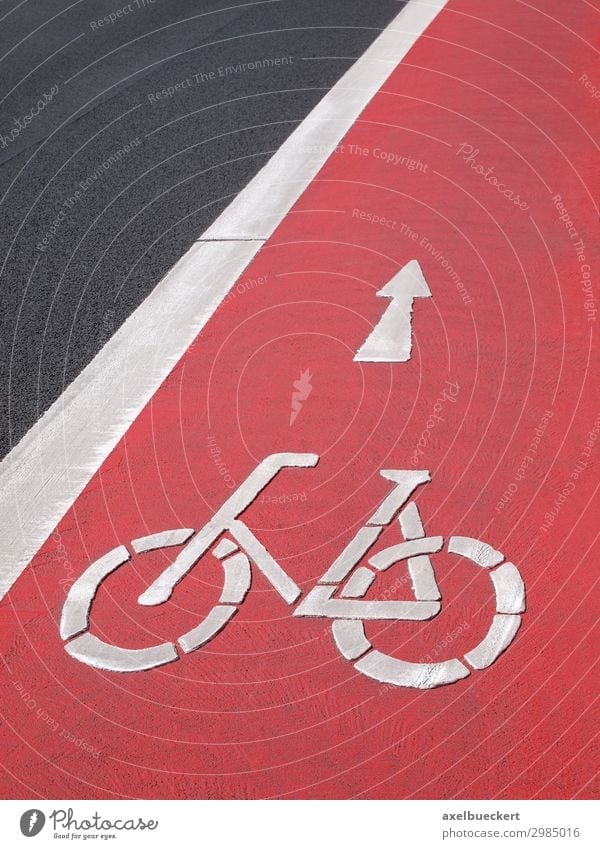 red wheel track with bicycle symbol Lifestyle Cycling Transport Means of transport Traffic infrastructure Passenger traffic Road traffic Street Lanes & trails