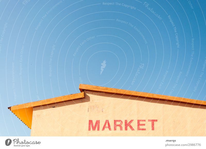 Marketplace house roof Characters market Bright Sky Beautiful weather Blue sky Orange Trade sale Commercialization