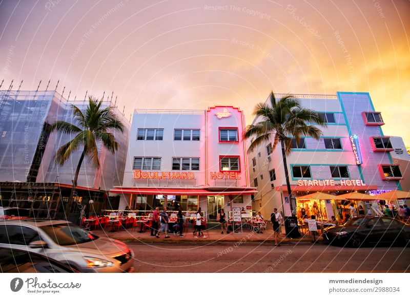 Hotels on Ocean Drive Lifestyle Shopping Town Street Hip & trendy Original Positive Warmth Miami Miami Beach American Flag Florida Palm tree Construction site