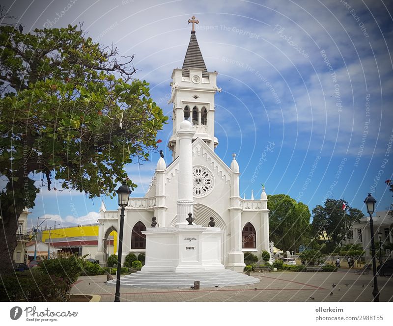 Cathedral of San Pedro de Macorís Port City Downtown Deserted Church Tourist Attraction Relaxation Blue Gray Green White Dominican Republic Vacation & Travel