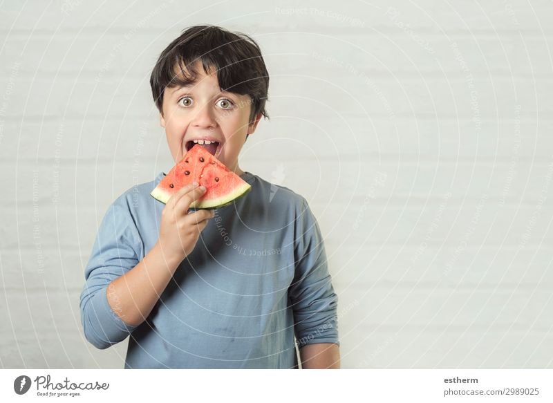 happy child eating watermelon Fruit Dessert Nutrition Eating Diet Lifestyle Joy Vacation & Travel Summer Human being Masculine Boy (child) Infancy 1