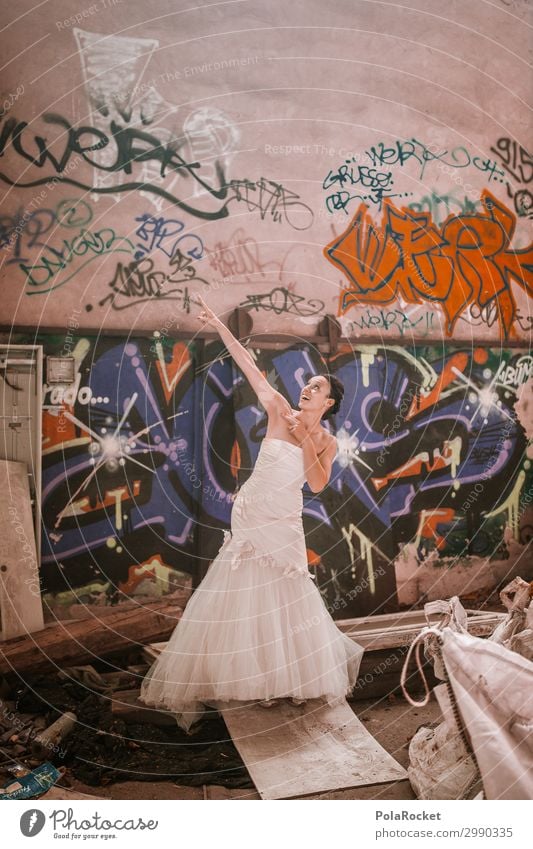 #A# Wedding Location Art Work of art Esthetic Bride Wedding dress Wedding ceremony Woman Desire Dream Contrast Abrupt Colour photo Subdued colour Interior shot
