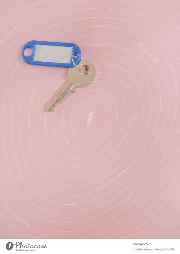 A metal key with blank label on pink Background with copy space Design House (Residential Structure) Business Metal Pink Safety Safety (feeling of) Mysterious