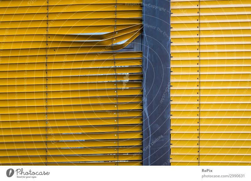 Defective slat shading on a window. Architecture Moody Commerce Administration Administration building Apartment Building Facade Glass Glas facade Modern Elbe