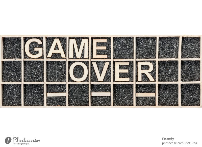 Wooden letters game over Playing Model-making Sand Sign Characters Signs and labeling Brown Black White End Creativity Arrangement Style Divide Know safekeeping