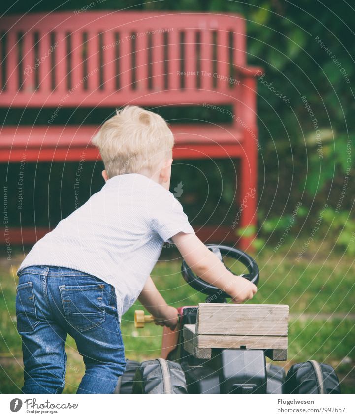 What do you do all day? Tractor Farmer Child Infancy Childhood memory Playing Driving Push Toys Car Toddler Bench Garden Courtyard Kindergarten