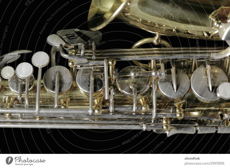 sax Art Music Stage Orchestra Esthetic Elegant Passion Sex Sexuality Saxophone Tone Flap Wind instrument Tin Brass Colour photo Subdued colour Studio shot