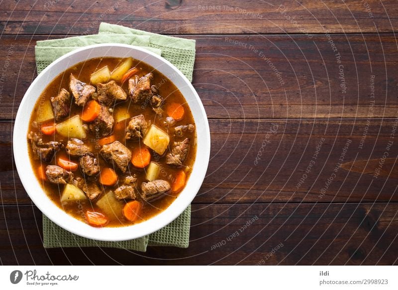 Beef Stew Meat Vegetable Soup Bowl Fresh food Carrot Potatoes Cooking Goulash Home-made Meal Dish paprika Hungarian gulyas gulyasleves diced served Copy Space